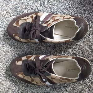 Coach Joss Q293 Signature Casual Tennis Sneakers Shoes Brown and Tan 6M